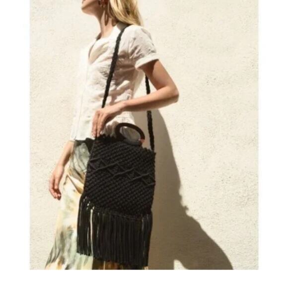 Danielle Nicole Black Macrame Fringe Bag - Picture 5 of 10